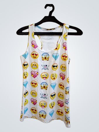 Weißes Tanktop mit Emoji-Druck