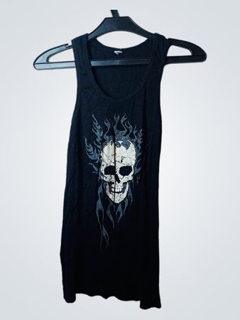Schwarzes Tanktop mit Totenkopf-Graphic