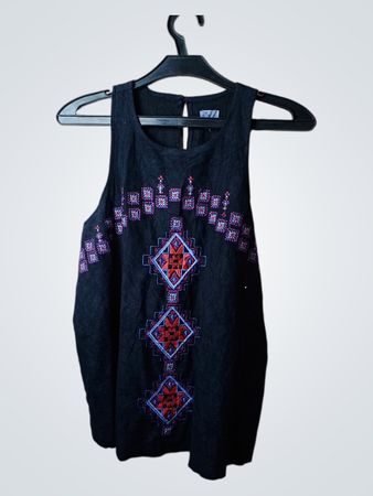 Hollister Black Embroidered Tank Top