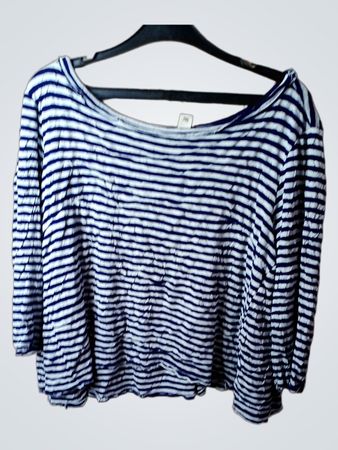 Wendy Trendy Blau- und Weißgestreiftes Langarmtop