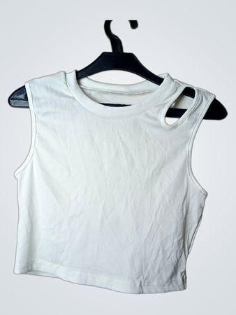 weißes geripptes Cut-Out Tanktop