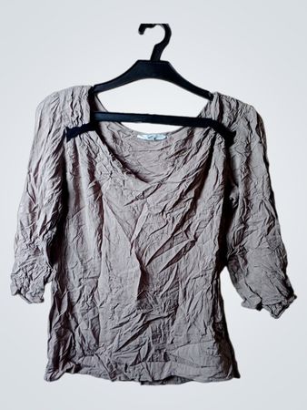 Etam Damen Graues Krepp 3/4-Ärmel Oberteil