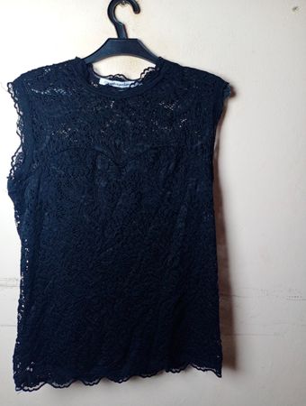 Copenhagen Luxe Schwarzes Spitzen-Ärmelloses Top M-L