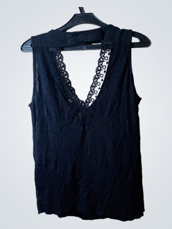 NAF NAF Schwarzes Tanktop mit Spitzenbesatz