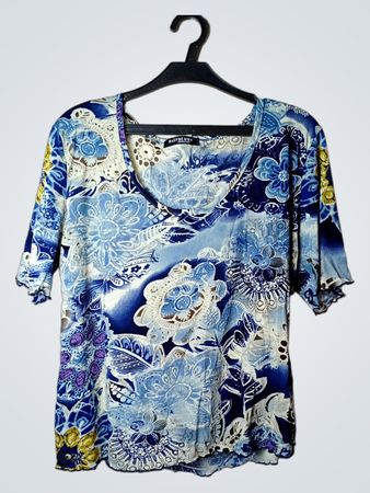 Raspberry Collection Blau Floral Print Top