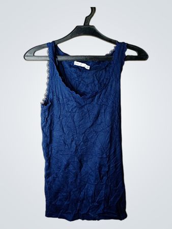 Etam Marineblaues Spitzenbesatz-Top