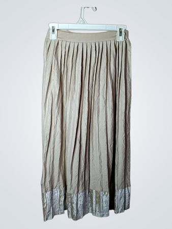 Beige plissee Maxirock mit dekorativem Saum