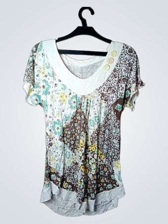 Patchwork Blumenmuster T-Shirt