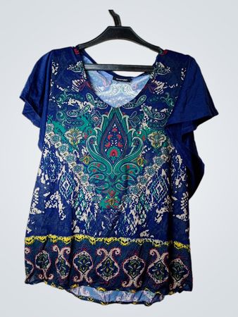 Frau von Tchibo Blaue Paisley-Druck Tunika Top