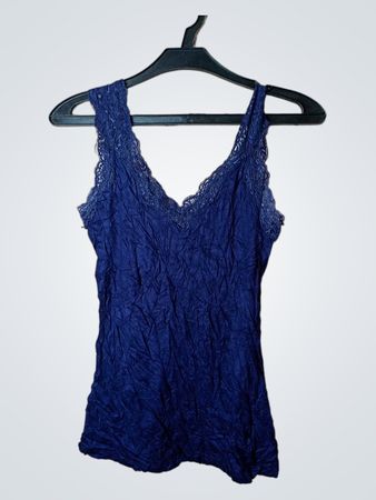 Navy Blue Spitze Besatz Tanktop