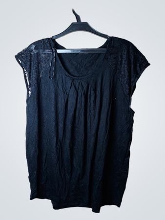 N by Naf Naf Schwarzes Oberteil mit Spitzenärmeln XL