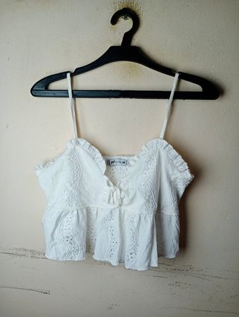 FB Sister White Eyelet Crop Top