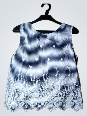 Zara Basic Gingham Besticktes Ärmelloses Top