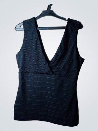 H&M Schwarzes V-Ausschnitt Ärmelloses Top