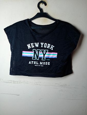 Schwarzes New York NY Athl. Mode Crop Top