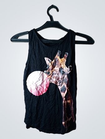 H&M Schwarzes Giraffe Grafik Tanktop