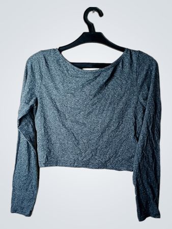 H&M Divided Graues Langarm-Cropped-Top