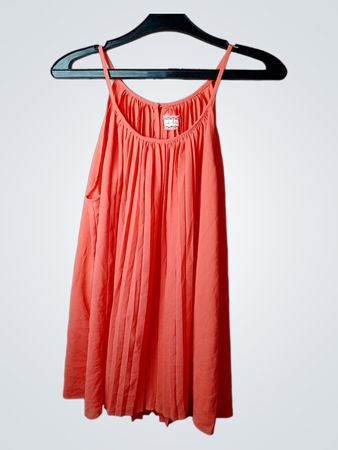 Anne Taylor Korallenfarbenes Plissiertes Spaghettiträgerkleid
