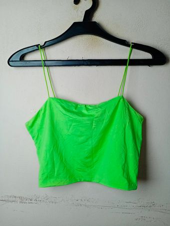 Bebe Plus Neon Green Spaghetti Strap Crop Top
