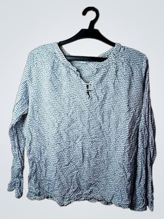 edc Damen blau-weiß gemustertes Langarmoberteil