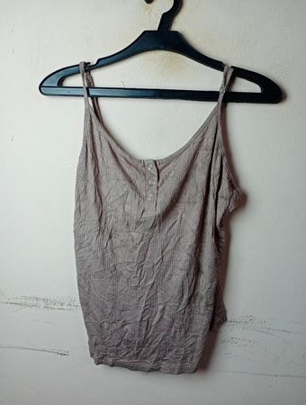 Hunkemöller Damen Graue Ripp-Top mit Knopfleiste