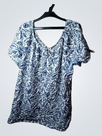 C&A Damen Blau Blütenmuster Off-Shoulder Top