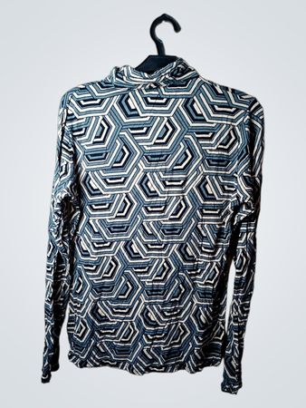 RAGNO Langarm-Geometrischer Druck Stehkragen Top