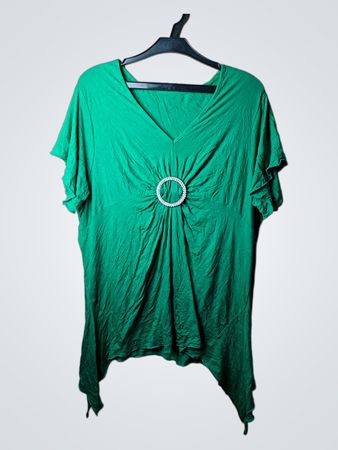 Grüne V-Ausschnitt-Tunika mit Verzierungen