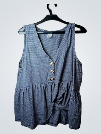 Anko Gestreiftes Ärmelloses Top mit Knöpfen