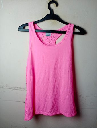 Kangaroo Pink Lace Back Tank Top