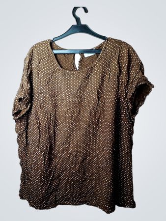 Yessica Brown Punkte Kurzarm-Oberteil