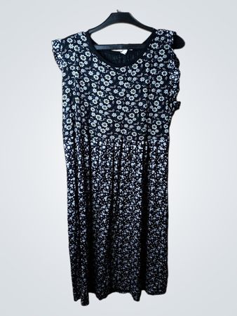 Schwarzes florales Maxikleid