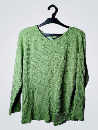 Grünes Crinkle Langarm-Top