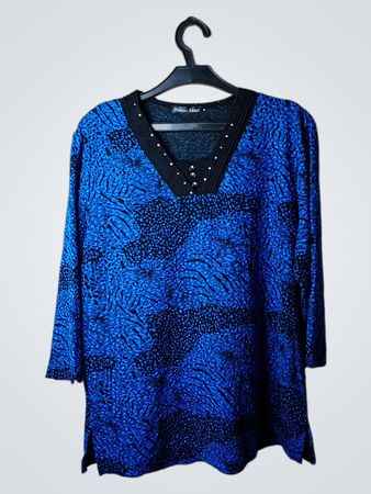 Bukan Baju Blue Printed Long Sleeve Top