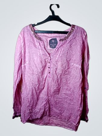 WILD & GORGEOUS Pink Pailletten_verzierte V-Ausschnitt Langarmshirt