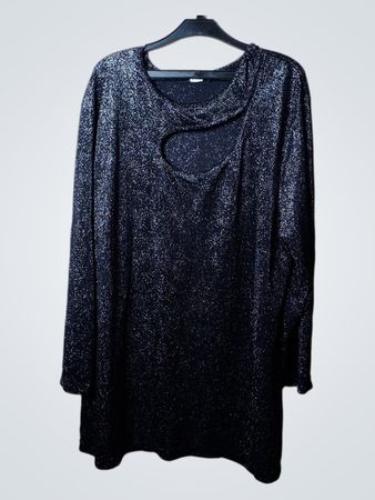 Schwarzes glitzerndes Langarm-Top