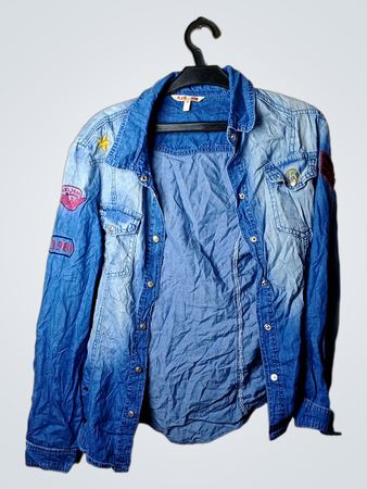 PLACE du JOUR Blau Denim Hemd mit Patches