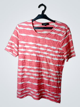 T-shirt texturé à rayures rouges et blanches pour femmes BANANA REPUBLIC