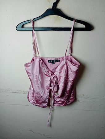 Motel Pink Satin Cami Top