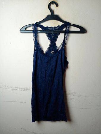 Navyblaue Spitze Trim Tanktop