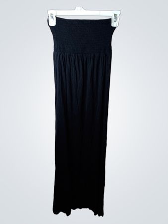 Schwarzes Smocked Maxikleid