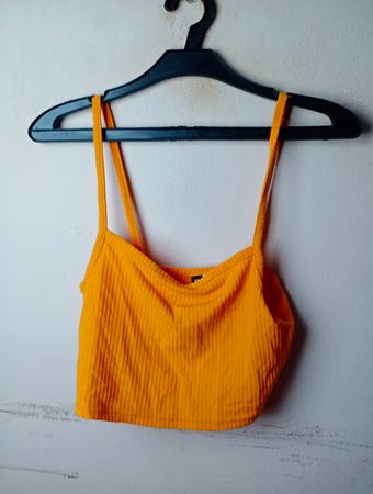 H&M Divided Orange Ribbed Cropped Cami Top