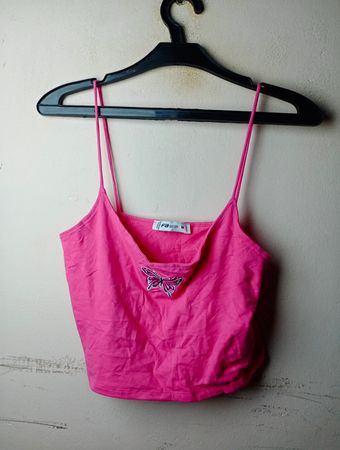 FB SYSTEM Pink Butterfly Crop Top