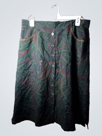 Gardeure Paisley Print Button Front Skirt