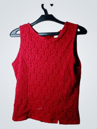Damen Kollektion Rotes Ärmelloses Texturiertes Top