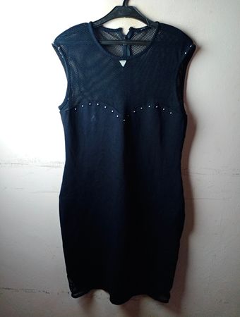 Guess Schwarzes Mesh-Detail Bodycon Kleid