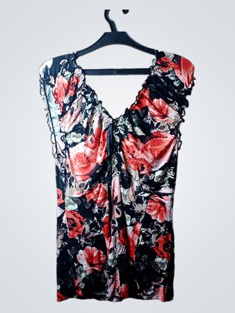 SURE Floral Print V-Neck Top
