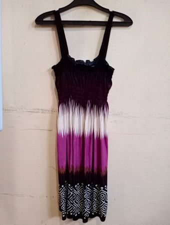 shui si qing gerafftes Kleid mit abstraktem Druck