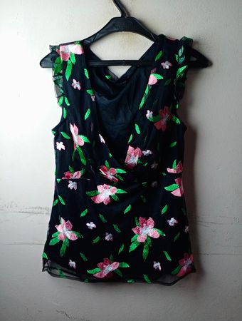 Orsay Schwarze Blumenbestickte Durchsichtige Bluse