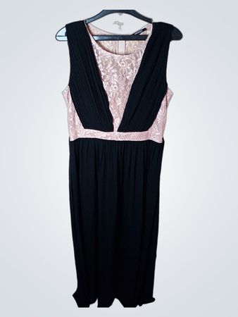 Robe maxi sans manches en dentelle noire et rose pour femmes OOSKY